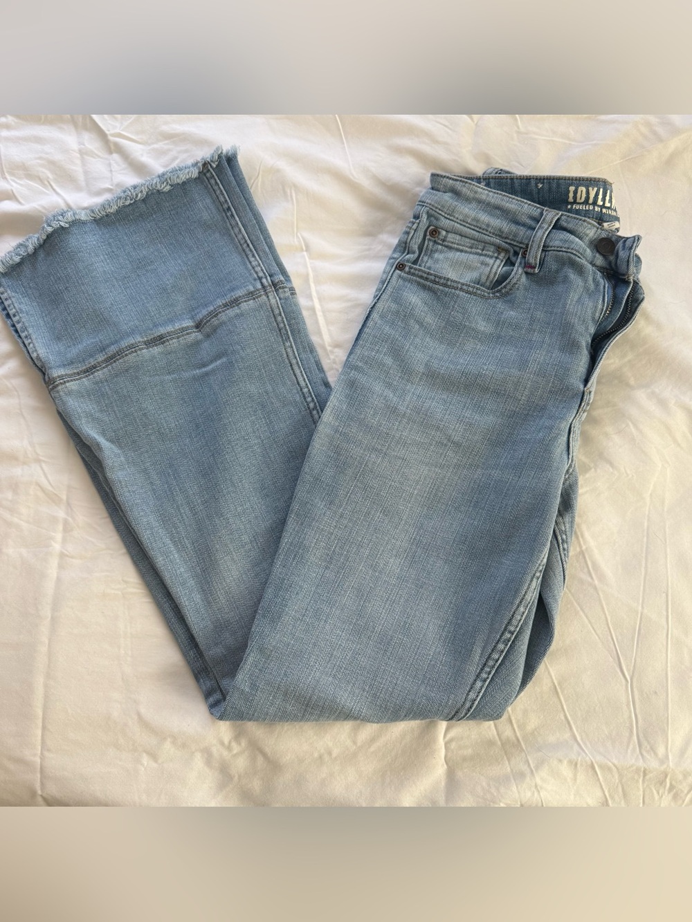 Idyllwind Miranda Lambert Raw Hem Flare Bell Bottom Jeans Light Wash 8